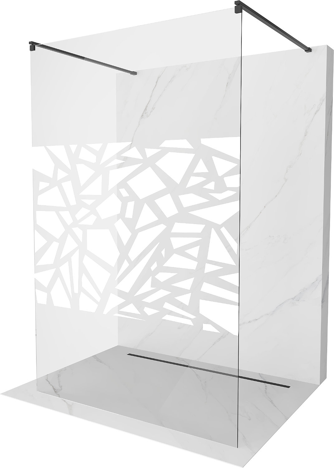 Zdjęcia - Ścianka prysznicowa Mexen Kioto  wolnostojąca 130 x 200 cm, biały wzór 8 mm 