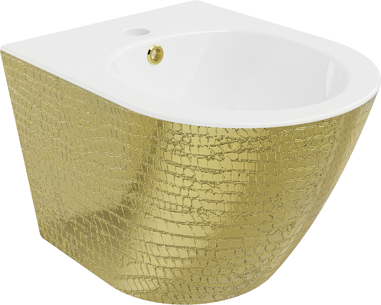 Mexen Lena bidet wiszący, biały/złoty wzór łuski - 35224808
