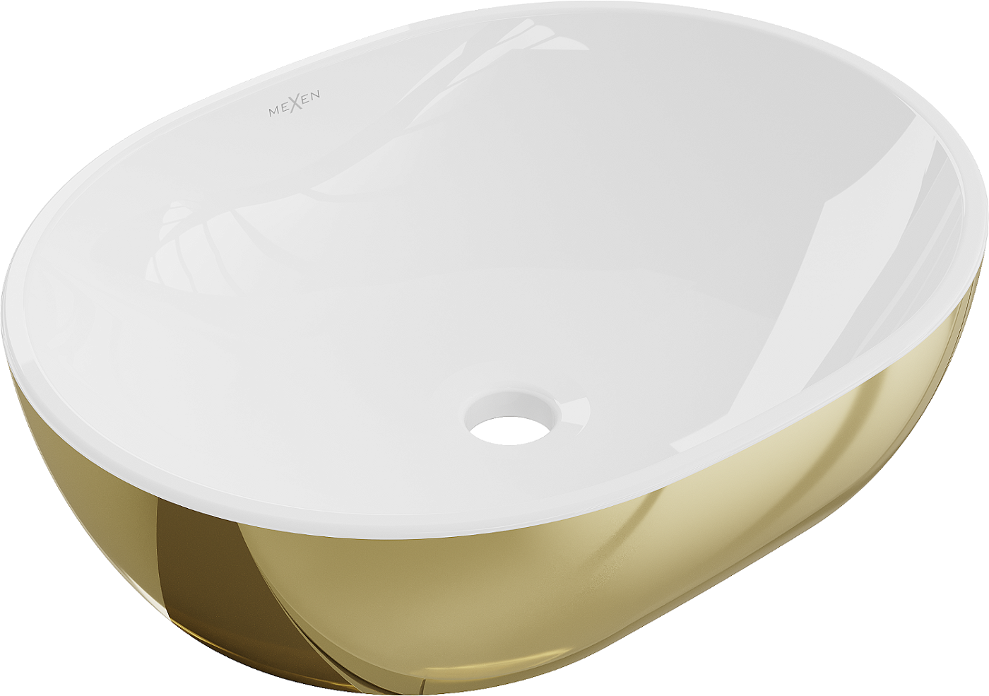 Mexen Viki umywalka nablatowa 48 x 35 cm, biała/złota - 21054806