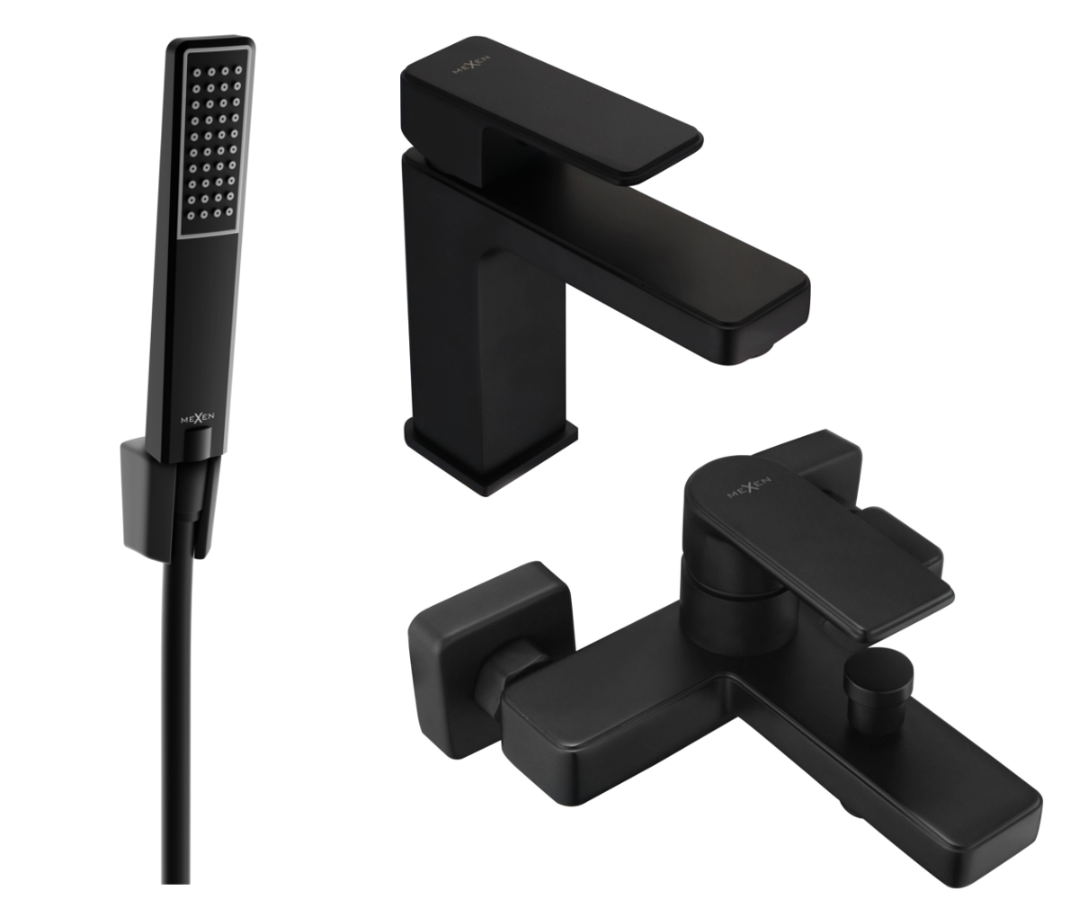 Mexen Mino R72 zestaw wannowy, czarny - 72403R72-70