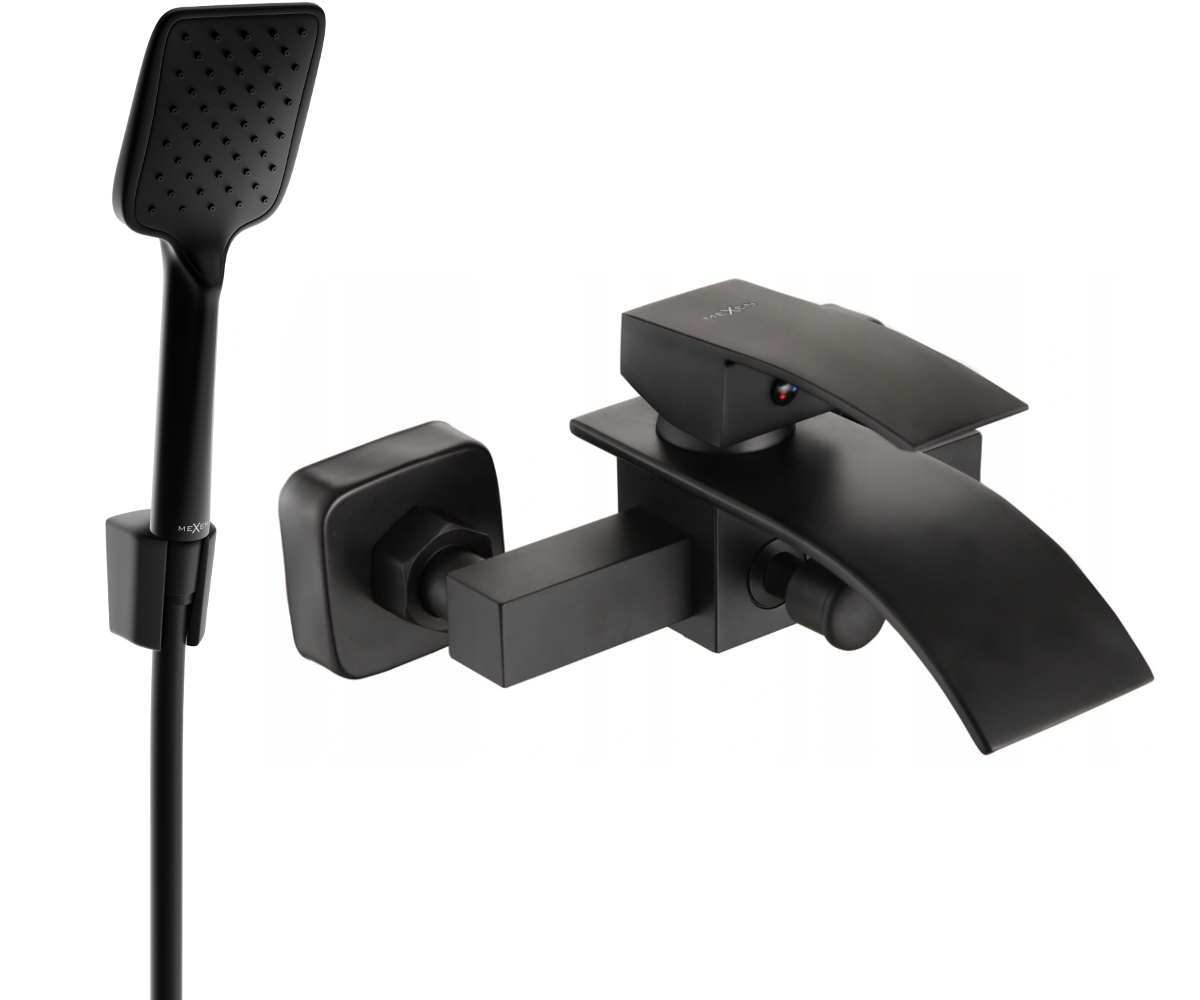 Mexen Aries R62 bateria wannowa z zestawem prysznicowym, czarna - 74483R62-70