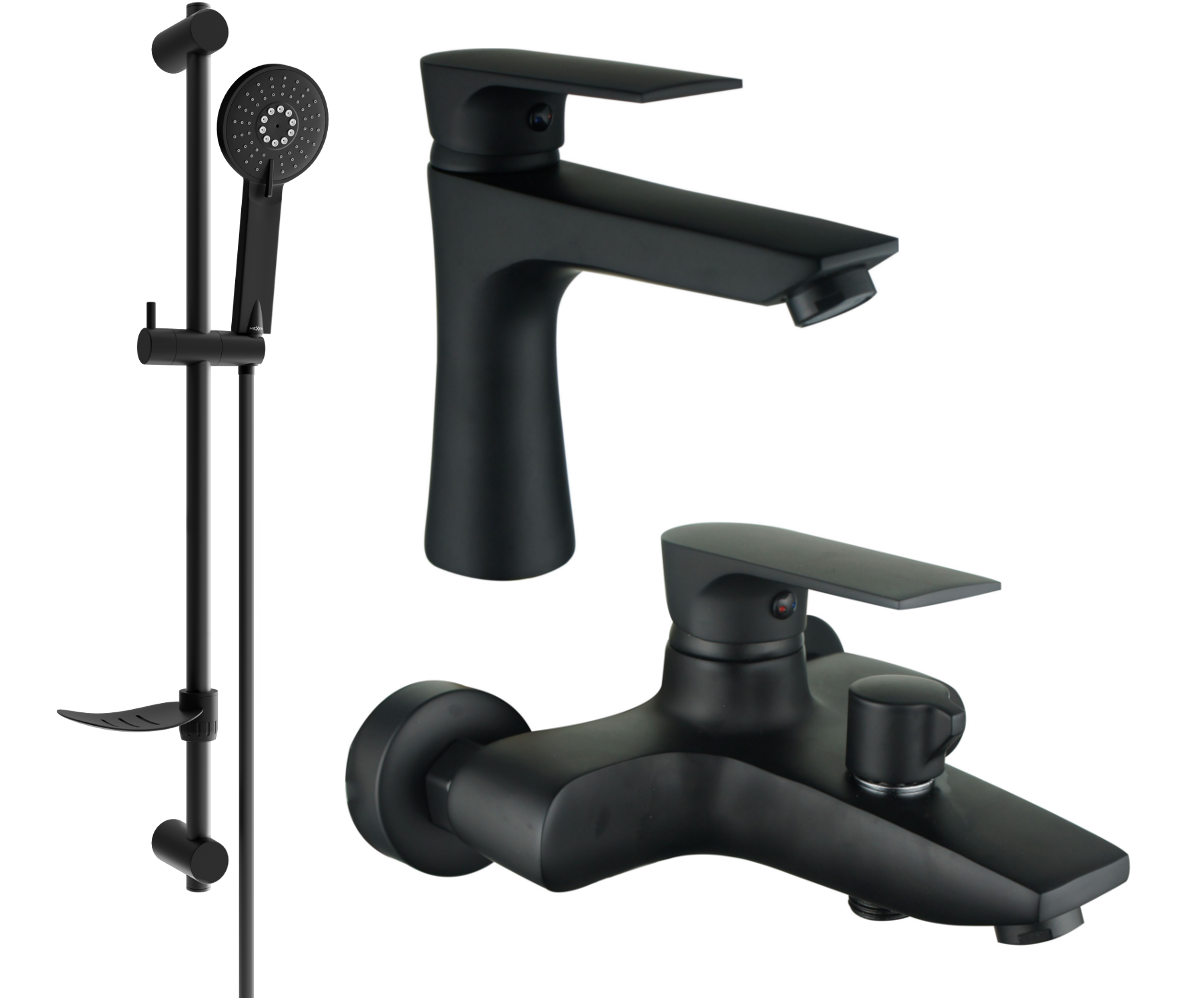 Mexen Axel DF40 zestaw wannowy, czarny - 73803DF40-70