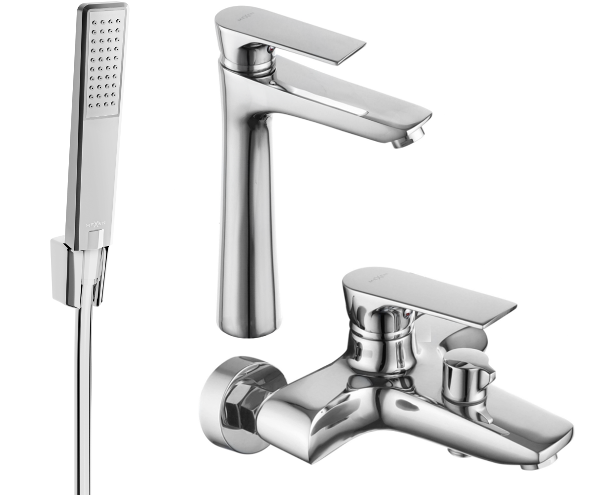Mexen Axel R72 zestaw wannowy, chrom - 73813R72-00