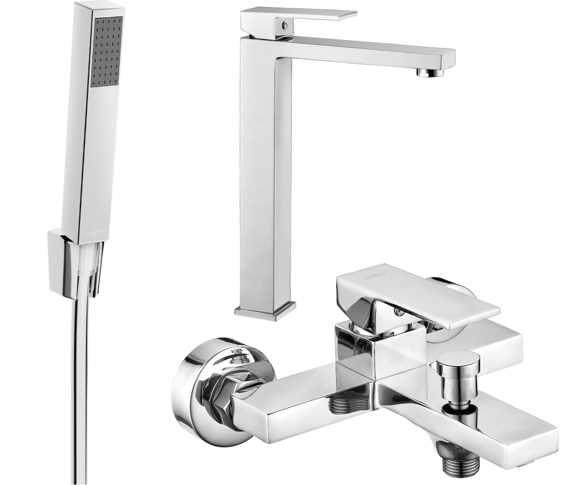 Mexen Uno R77 zestaw wannowy, chrom - 71413R77-00