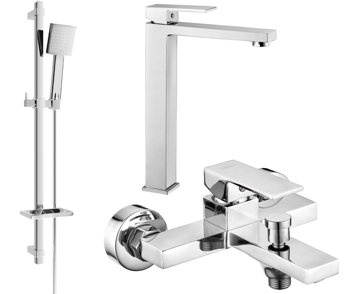 Mexen Uno DQ45 zestaw wannowy, chrom - 71413DQ45-00