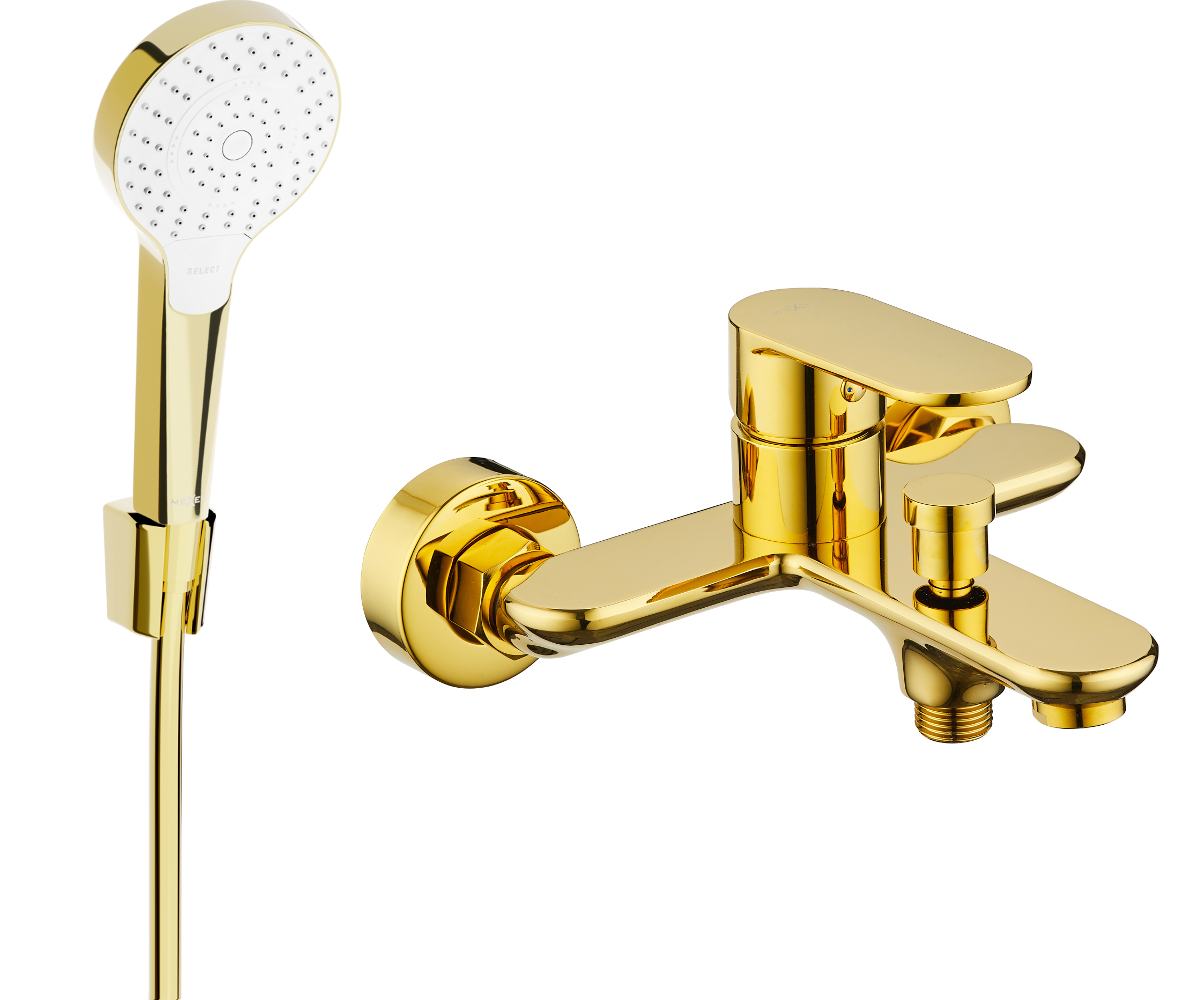 Mexen Milo R05 bateria wannowa z zestawem prysznicowym, złota - 7133R05-50