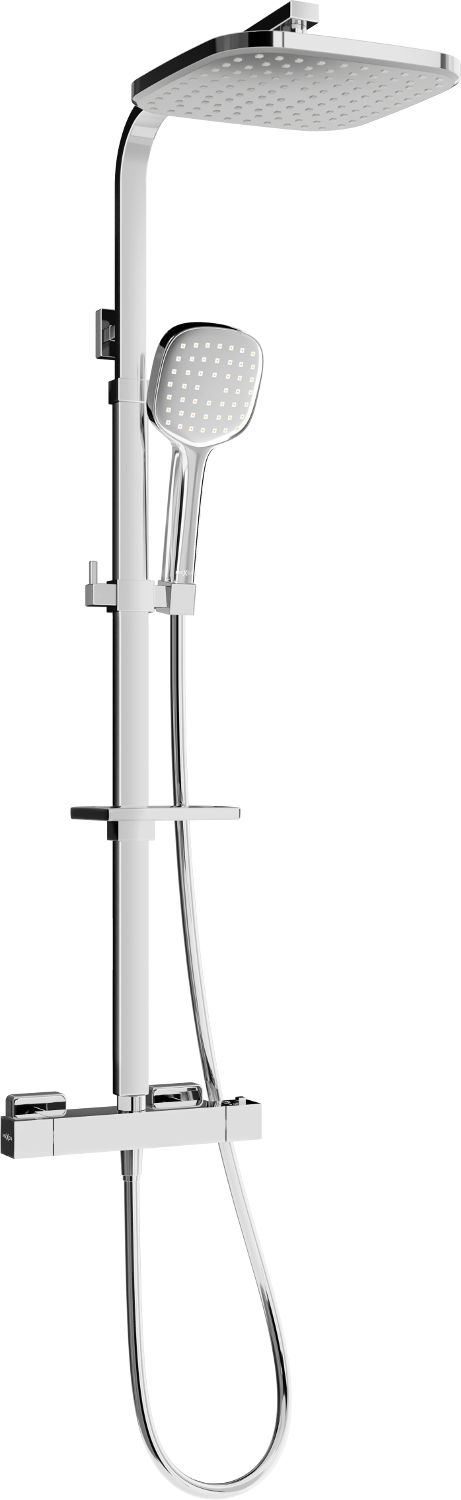 Mexen CQ33 zestaw prysznicowy natynkowy z deszczownicą i baterią termostatyczną, chrom - 772503395-00