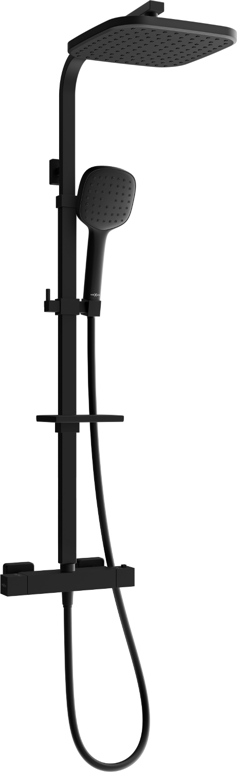 Mexen CQ33 zestaw prysznicowy natynkowy z deszczownicą i baterią termostatyczną, czarny - 772503395-70