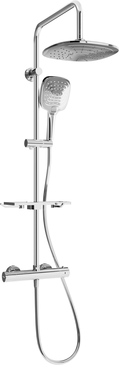 Mexen KT17 zestaw prysznicowy natynkowy z deszczownicą i baterią termostatyczną, chrom - 771501793-00