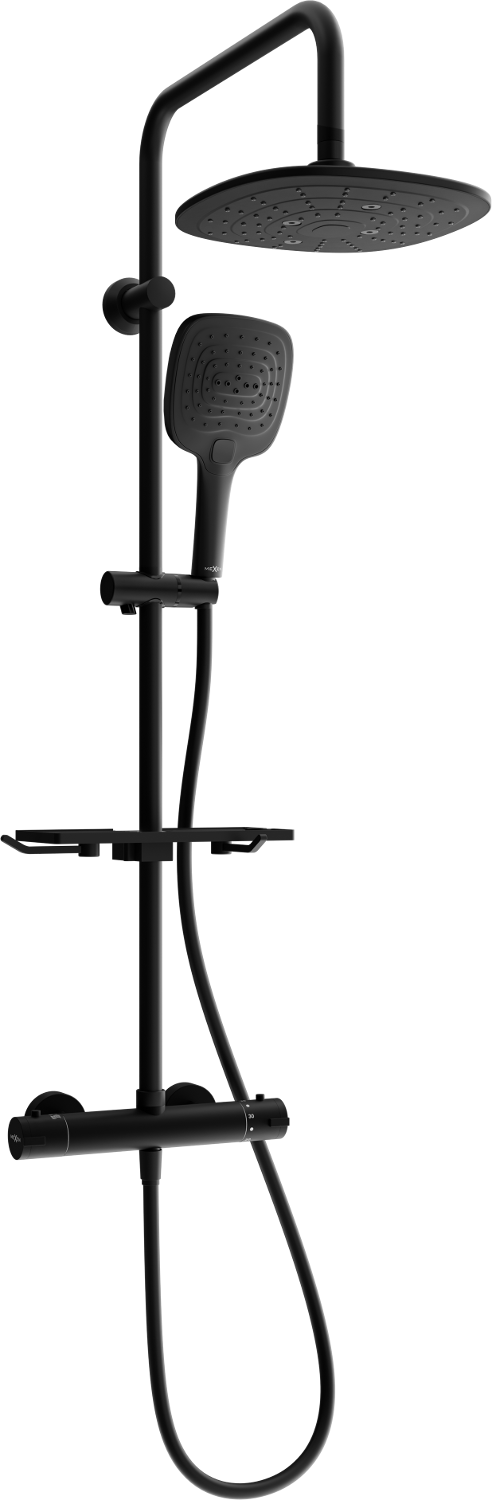 Mexen KT17 zestaw prysznicowy natynkowy z deszczownicą i baterią termostatyczną, czarny - 771501793-70