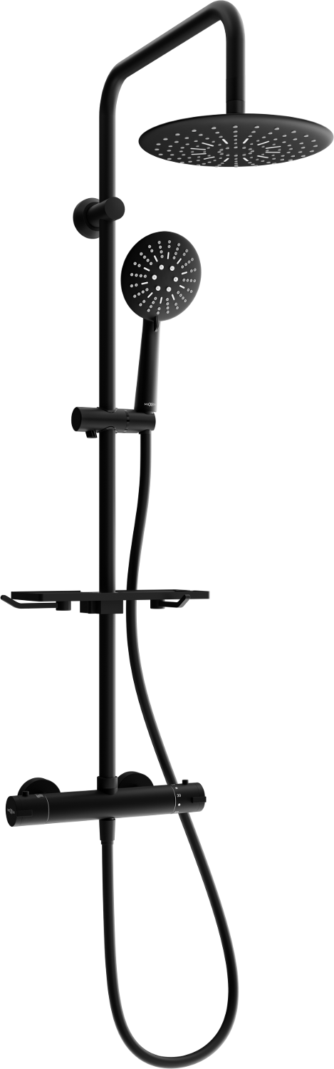 Mexen KT67 zestaw prysznicowy natynkowy z deszczownicą i baterią termostatyczną, czarny - 771506793-70