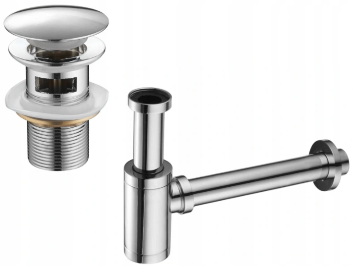 Mexen półsyfon umywalkowy okrągły z korkiem klik-klak, z przelewem, chrom - 7992050-00