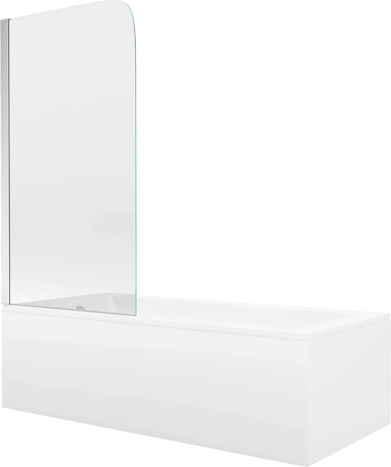 Mexen Cubik wanna prostokątna 160 x 70 cm z obudową i parawanem 1-skrzydłowym 80 cm, transparent, chrom - 550316070X9008010100