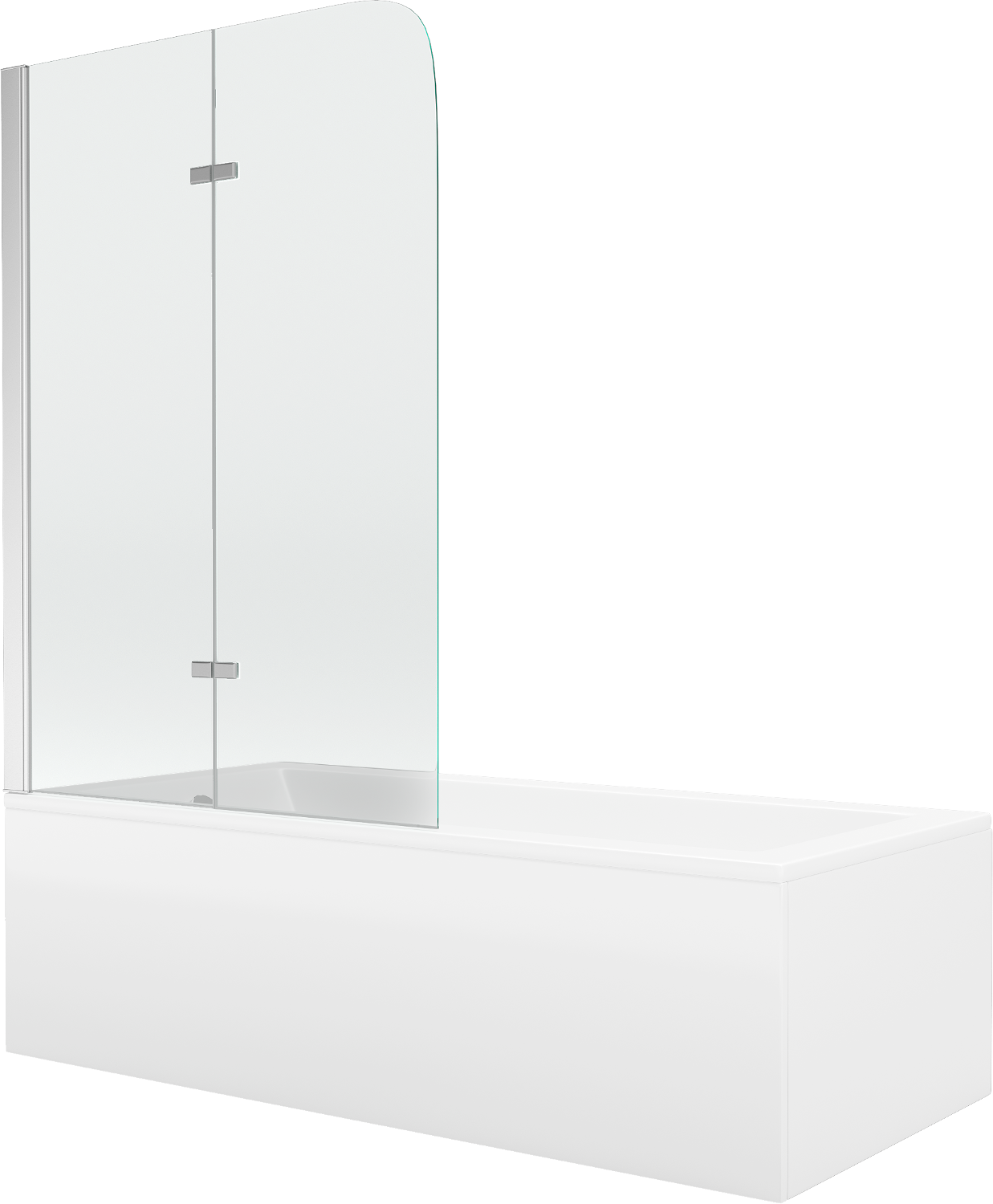 Mexen Cubik wanna prostokątna 160 x 70 cm z obudową i parawanem 2-skrzydłowym 80 cm, transparent, chrom - 550316070X9008020100