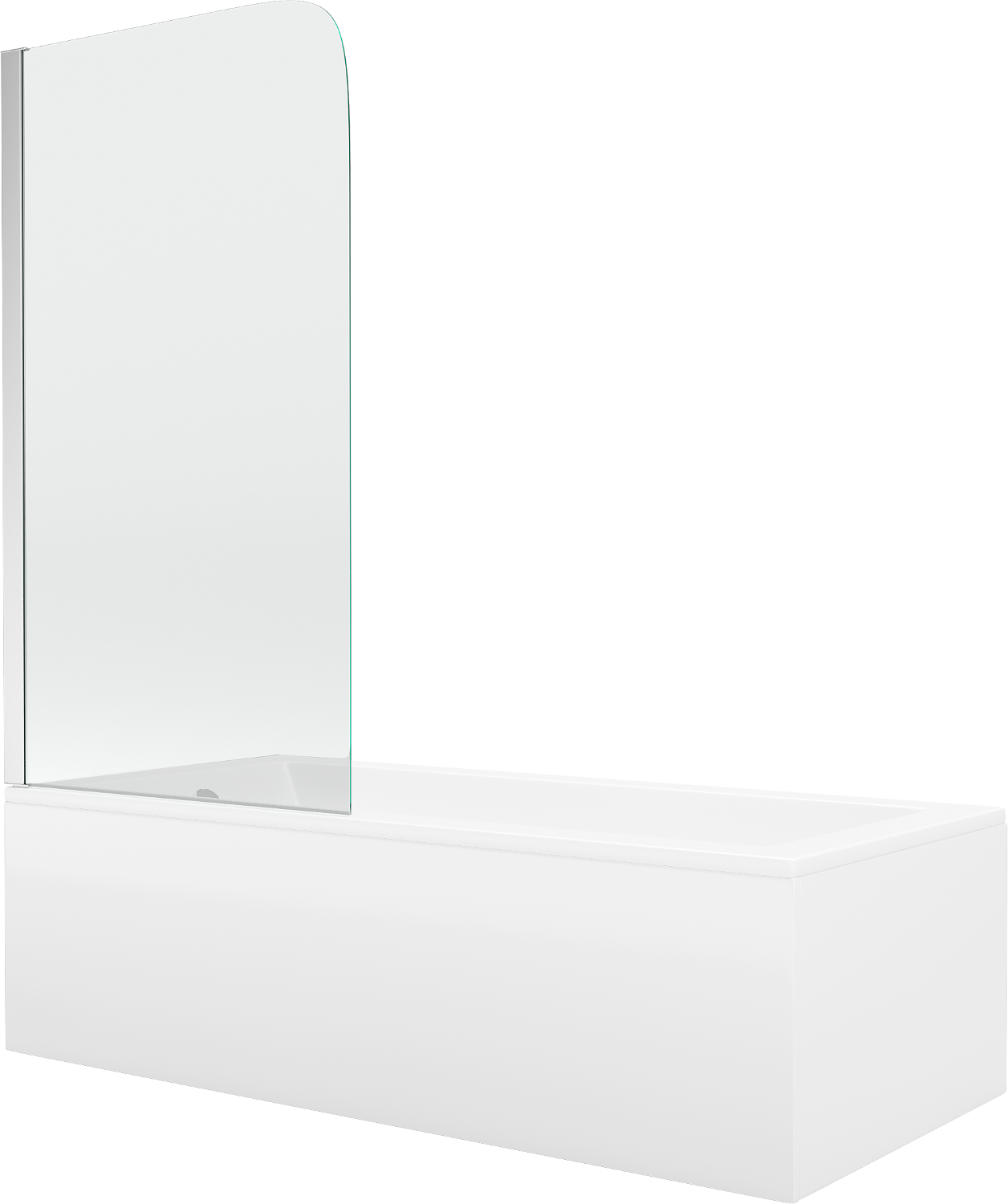 Mexen Cubik wanna prostokątna 170 x 70 cm z obudową i parawanem 1-skrzydłowym 70 cm, transparent, chrom - 550317070X9007010100