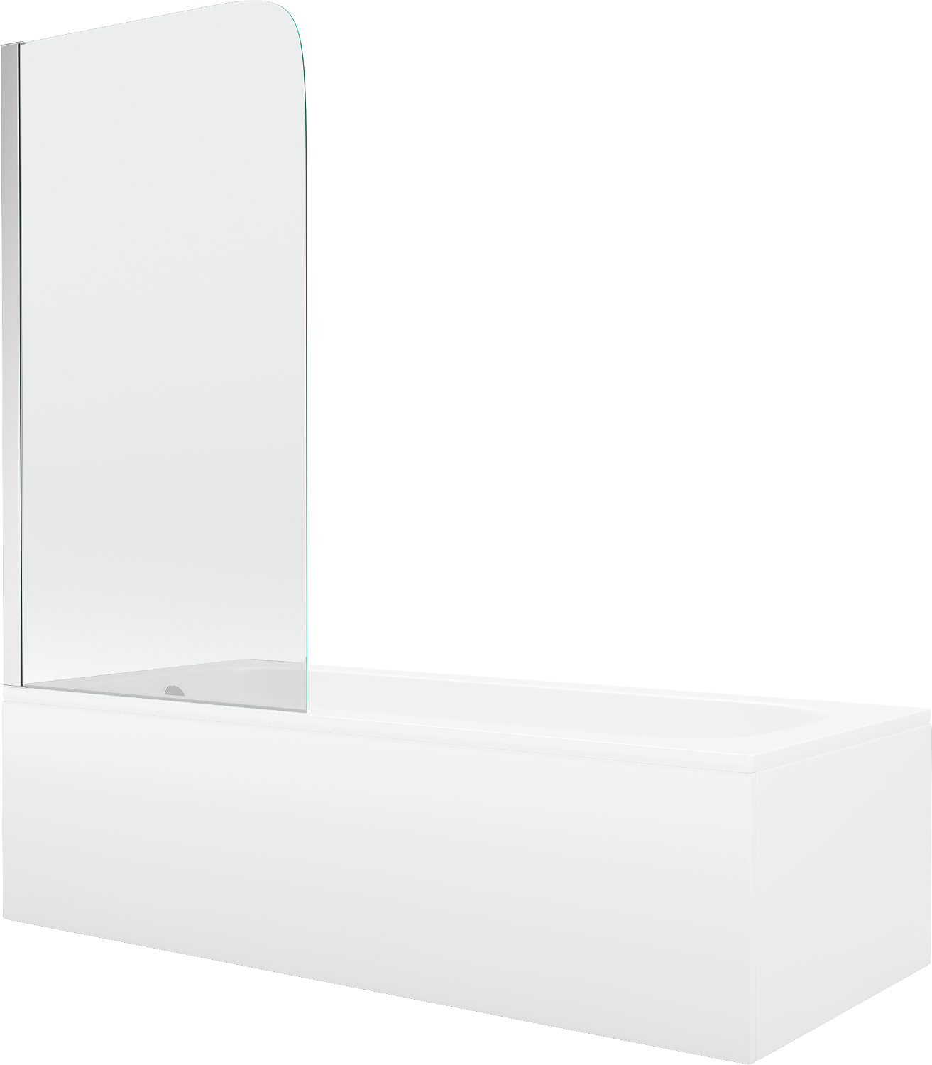 Mexen Vega wanna prostokątna 160 x 70 cm z obudową i parawanem 1-skrzydłowym 80 cm, transparent, chrom - 550116070X9008010100