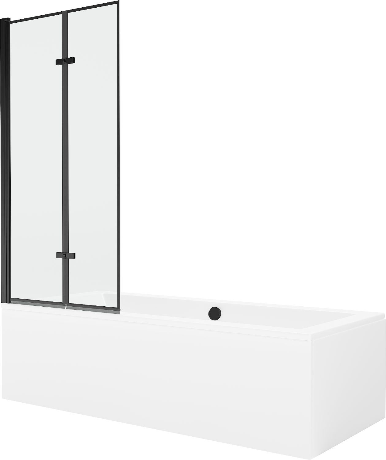 Mexen Cube wanna prostokątna 180 x 80 cm z obudową i parawanem 2-skrzydłowym 80 cm, czarny wzór - 550518080X92080027070