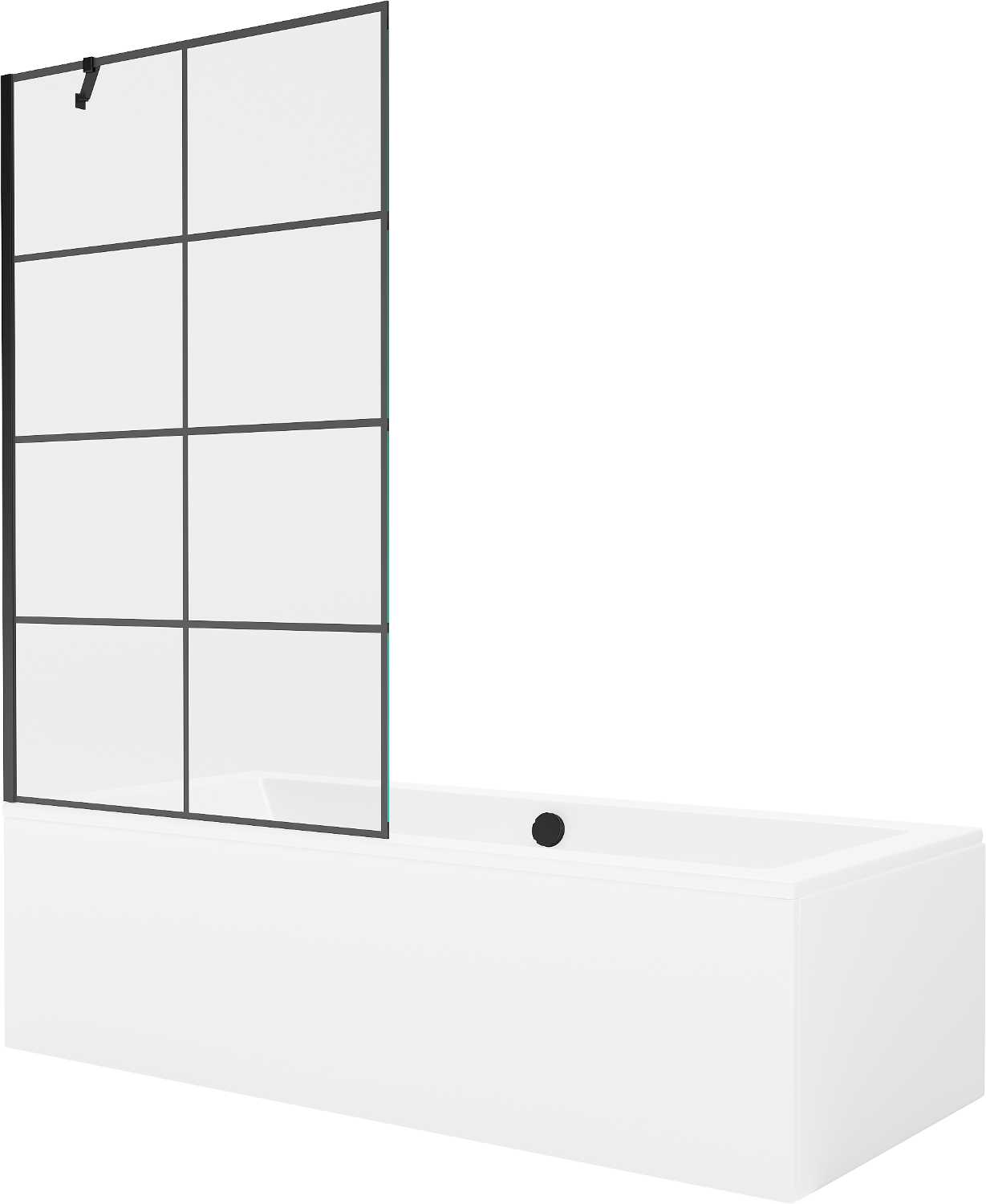 Mexen Cube wanna prostokątna 180 x 80 cm z obudową i parawanem 1-skrzydłowym 100 cm, czarny wzór - 550518080X9510007077