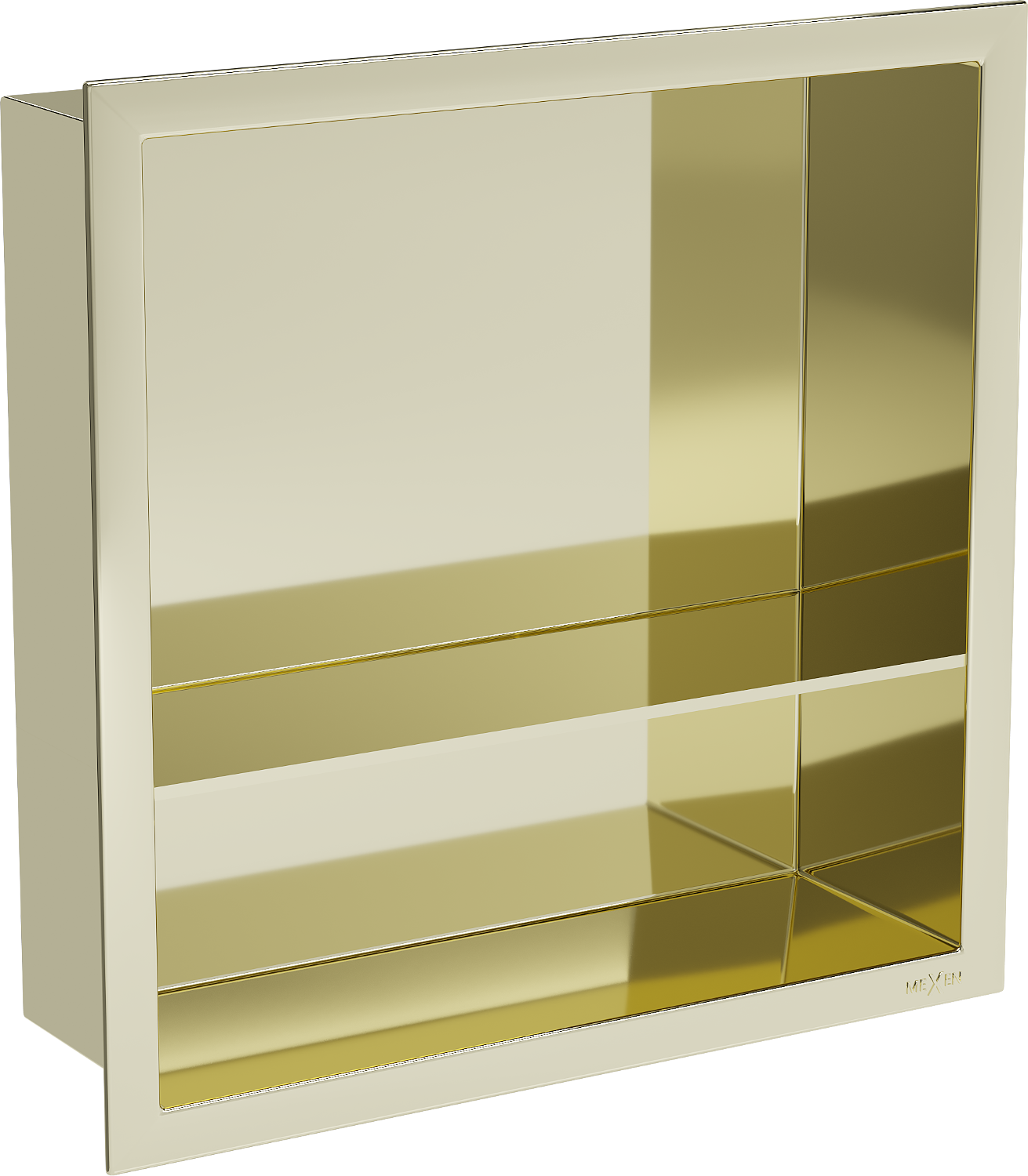 Mexen X-Wall-R półka wnękowa z kołnierzem i półką 30 x 30 cm, złota - 1950303010S