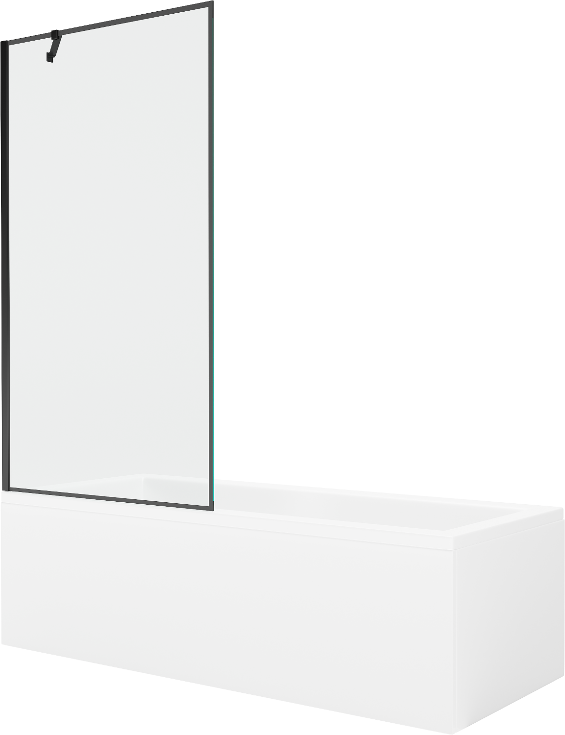 Mexen Cubik wanna prostokątna 150 x 70 cm z obudową i parawanem 1-skrzydłowym 90 cm, czarny wzór - 550315070X9509007070