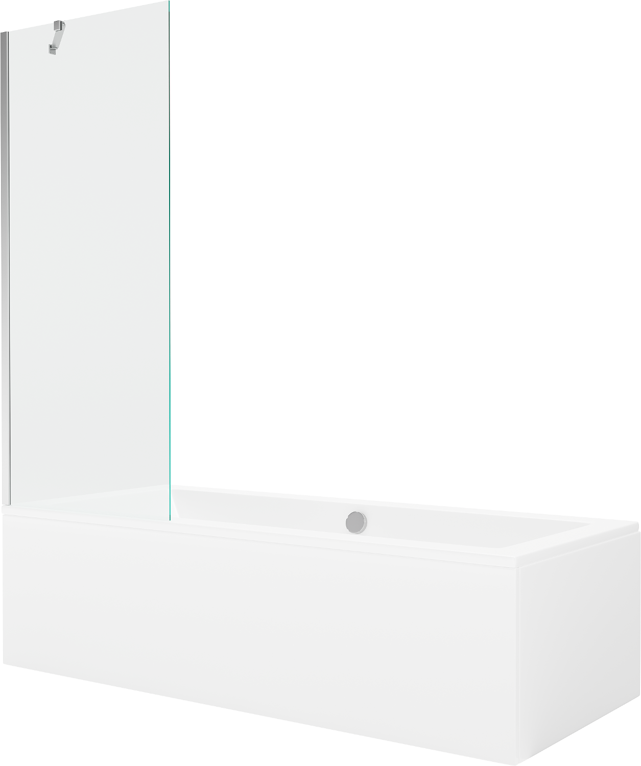 Mexen Cube wanna prostokątna 180 x 80 cm z obudową i parawanem 1-skrzydłowym 70 cm, transparent, chrom - 550518080X9507000001
