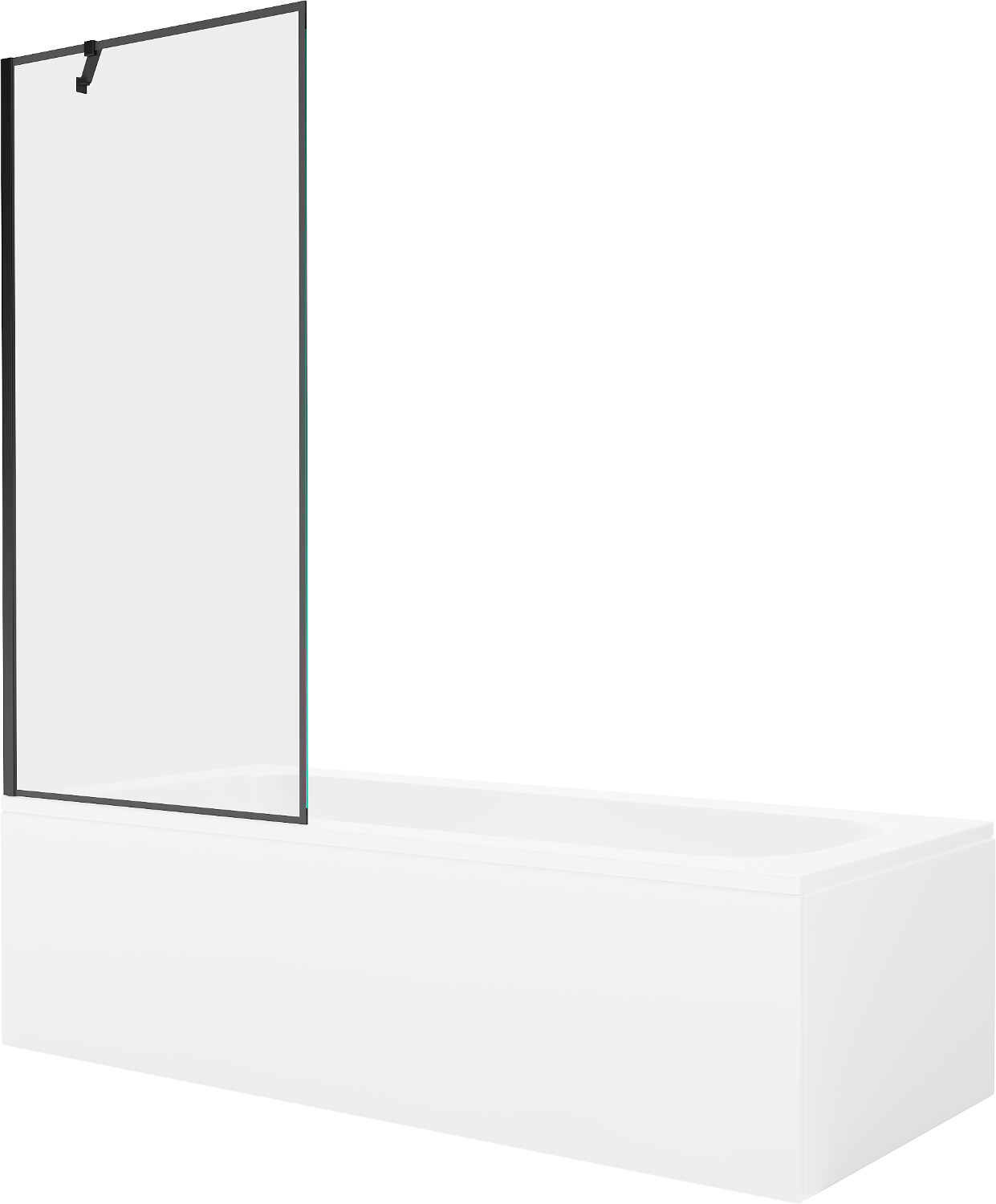 Mexen Vega wanna prostokątna 180 x 80 cm z obudową i parawanem 1-skrzydłowym 80 cm, czarny wzór - 550118080X9508007070