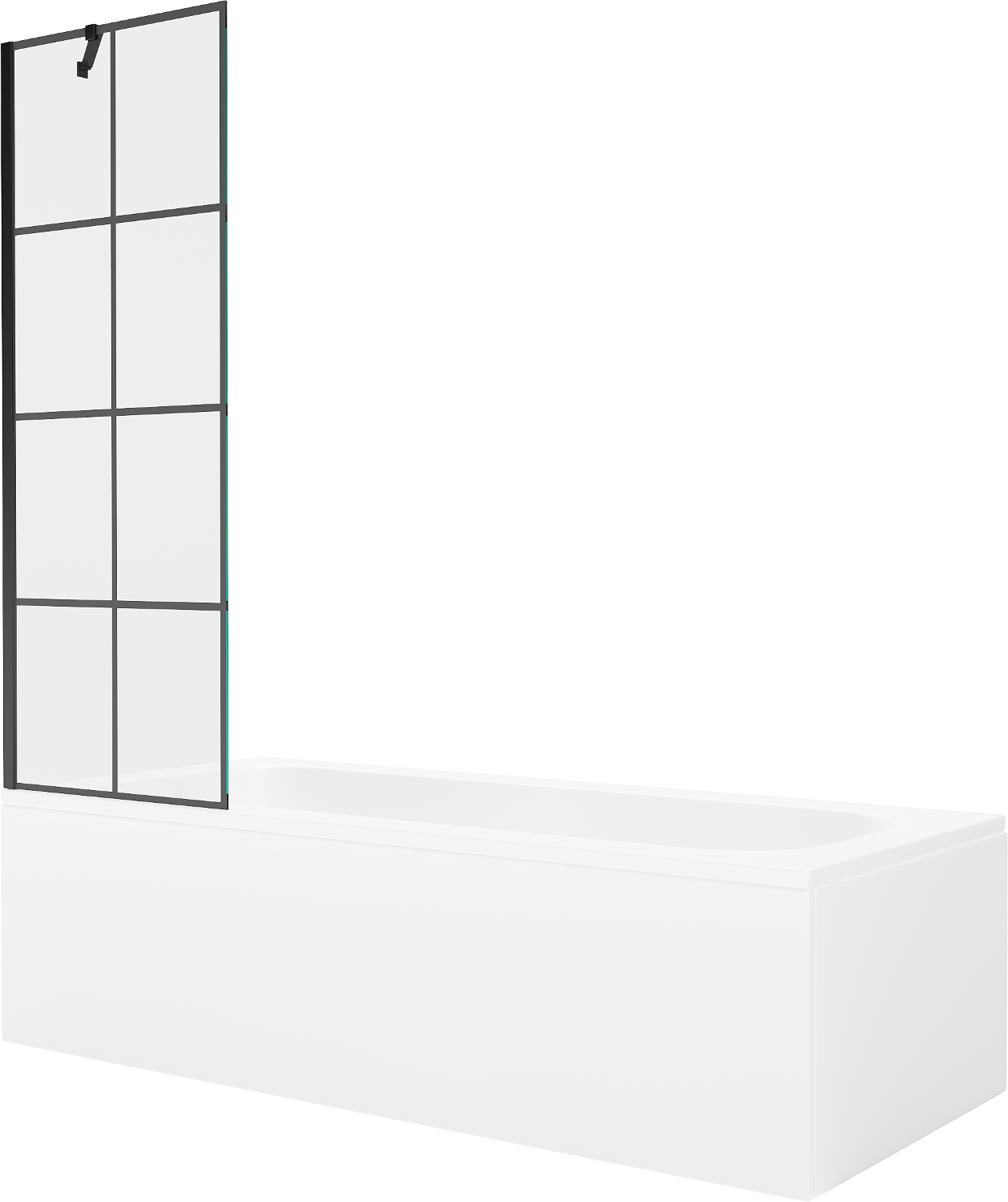 Mexen Vega wanna prostokątna 150 x 70 cm z obudową i parawanem 1-skrzydłowym 60 cm, czarny wzór - 550115070X9506007077