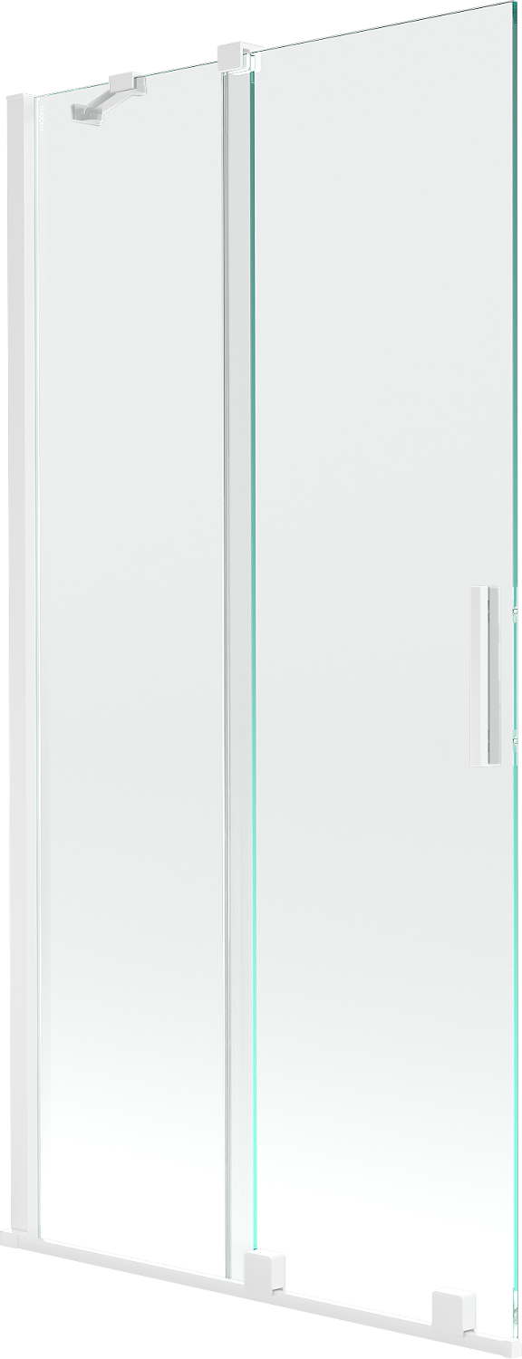 Mexen Velar parawan nawannowy 2-skrzydłowy przesuwny 95 x 150 cm, transparent, biały - 896-095-000-01-20