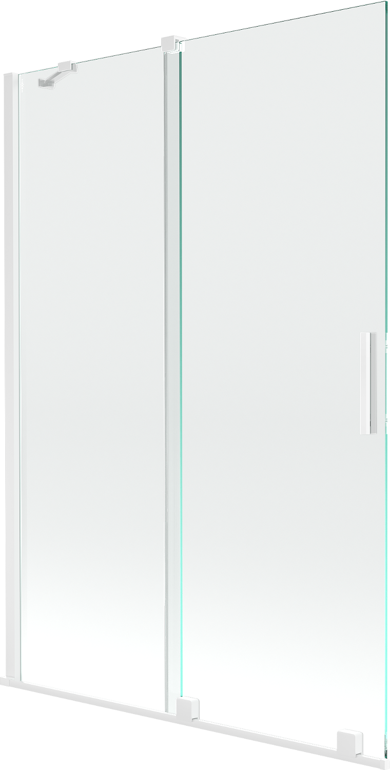 Mexen Velar parawan nawannowy 2-skrzydłowy przesuwny 120 x 150 cm, transparent, biały - 896-120-000-01-20