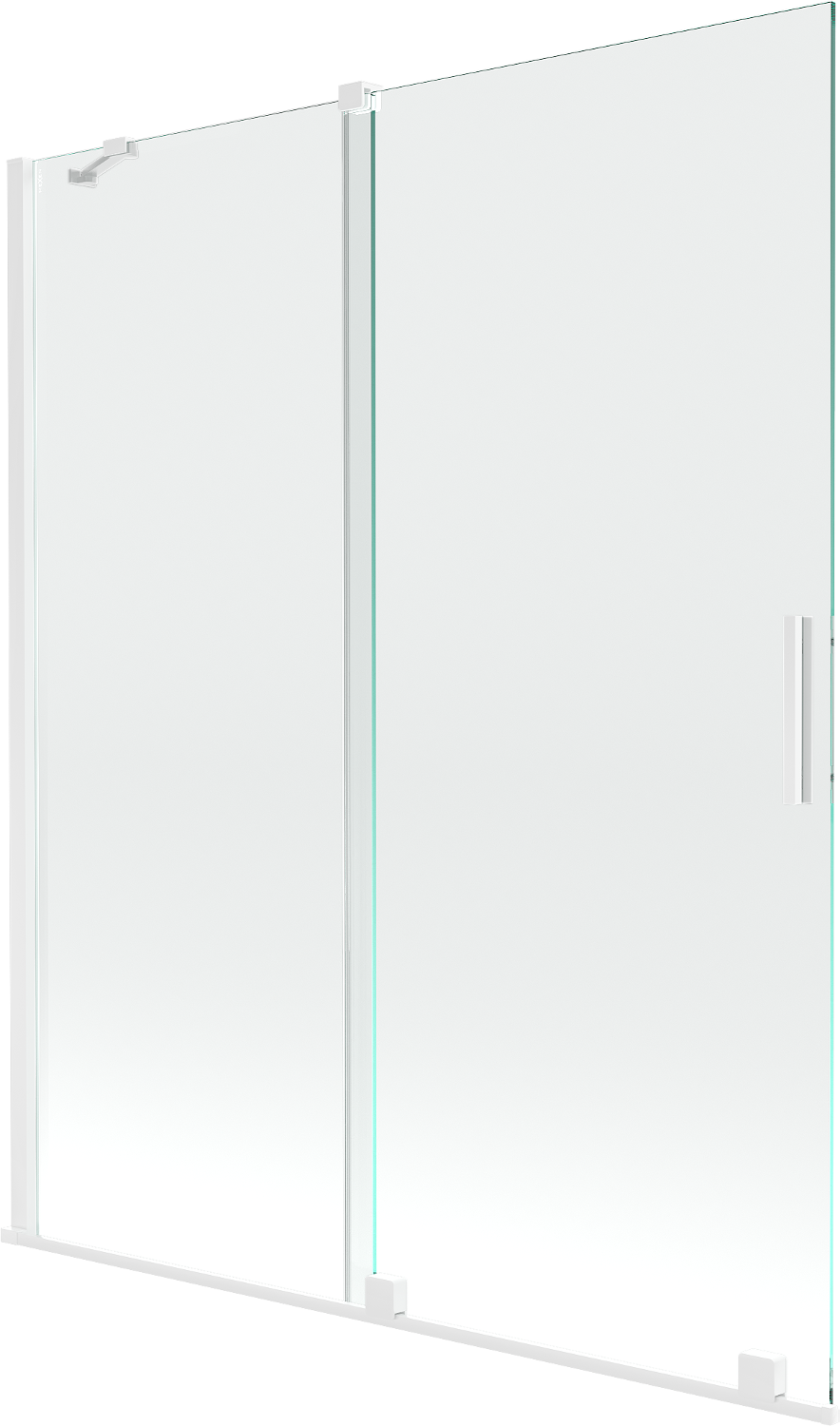 Mexen Velar parawan nawannowy 2-skrzydłowy przesuwny 140 x 150 cm, transparent, biały - 896-140-000-01-20