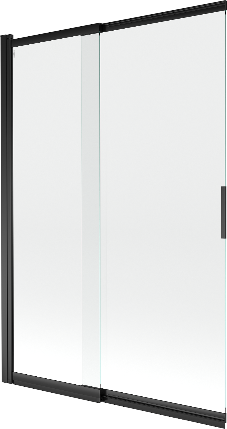Mexen Fox parawan nawannowy 2-skrzydłowy przesuwny 120 x 150 cm, transparent, czarny - 891-120-002-70-00