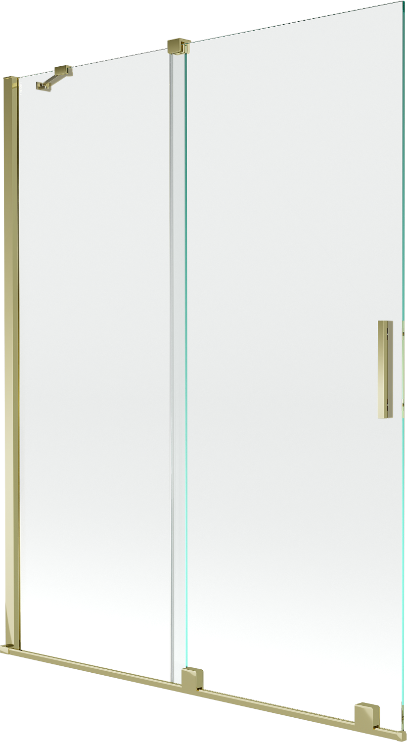 Mexen Velar parawan nawannowy 2-skrzydłowy przesuwny 130 x 150 cm, transparent, złoty - 896-130-000-01-50