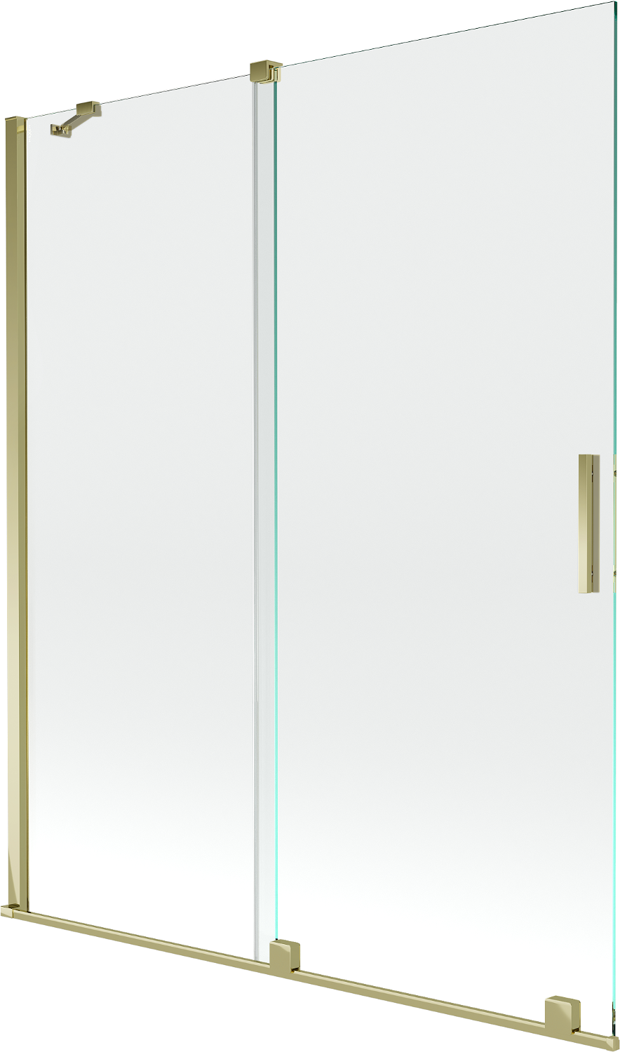 Mexen Velar parawan nawannowy 2-skrzydłowy przesuwny 140 x 150 cm, transparent, złoty - 896-140-000-01-50