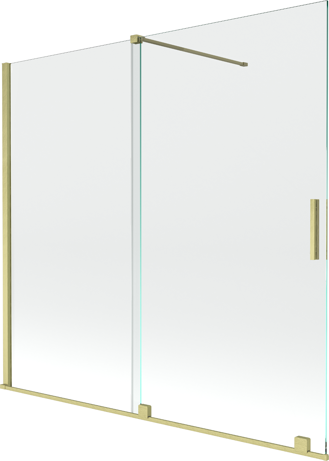 Mexen Velar parawan nawannowy 2-skrzydłowy przesuwny 170 x 150 cm, transparent, złoty szczotkowany - 896-170-000-01-55