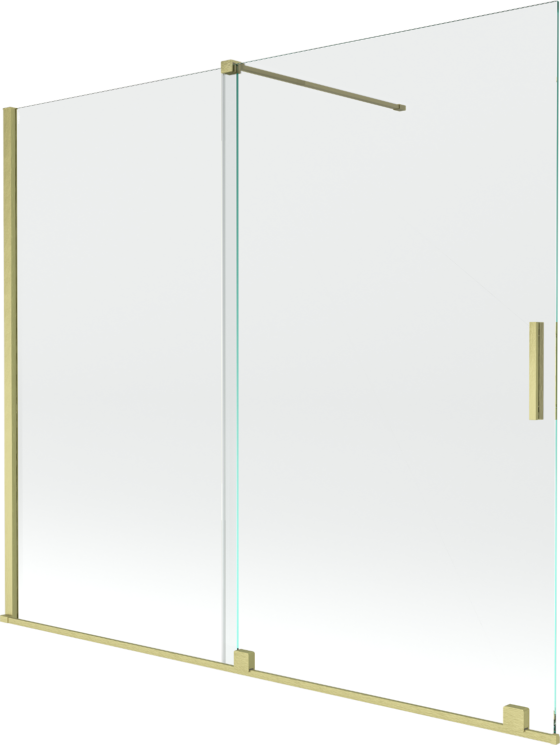 top Mexen Velar parawan nawannowy 2-skrzydłowy przesuwny 180 x 150 cm, transparent, złoty szczotkowany - 896-180-000-01-55