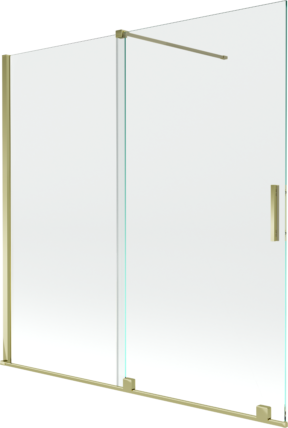 Mexen Velar parawan nawannowy 2-skrzydłowy przesuwny 160 x 150 cm, transparent, złoty - 896-160-000-01-50