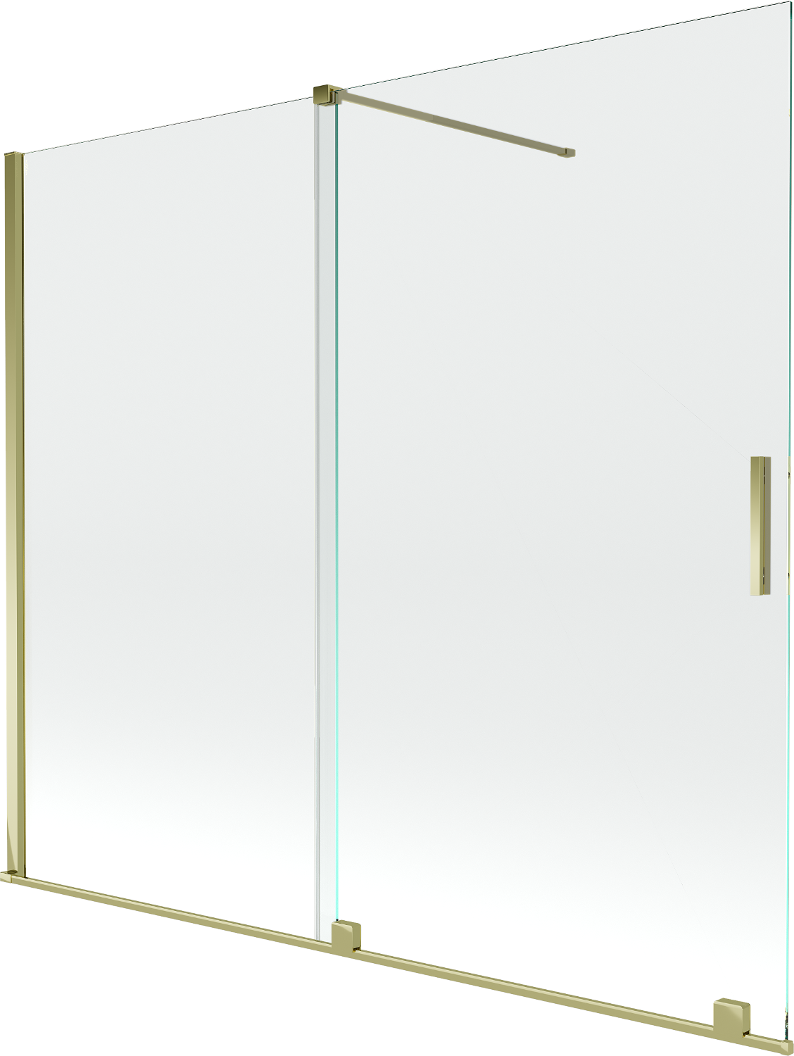 Mexen Velar parawan nawannowy 2-skrzydłowy przesuwny 180 x 150 cm, transparent, złoty - 896-180-000-01-50