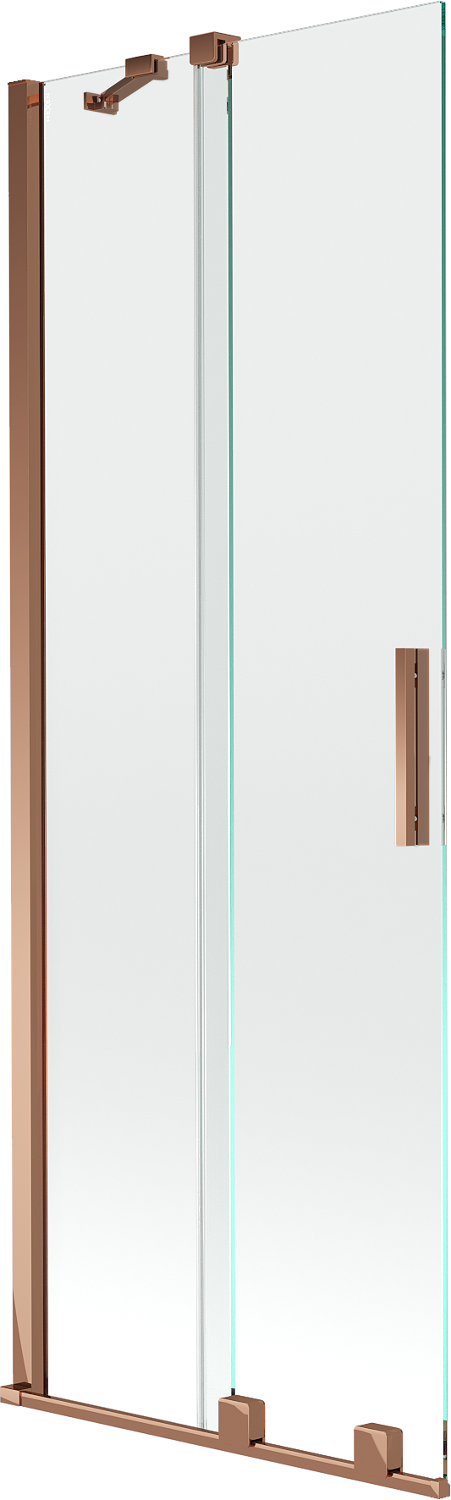 Mexen Velar parawan nawannowy 2-skrzydłowy przesuwny 75 x 150 cm, transparent, różowe złoto - 896-075-000-01-60