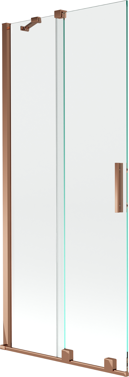 Mexen Velar parawan nawannowy 2-skrzydłowy przesuwny 80 x 150 cm, transparent, różowe złoto - 896-080-000-01-60