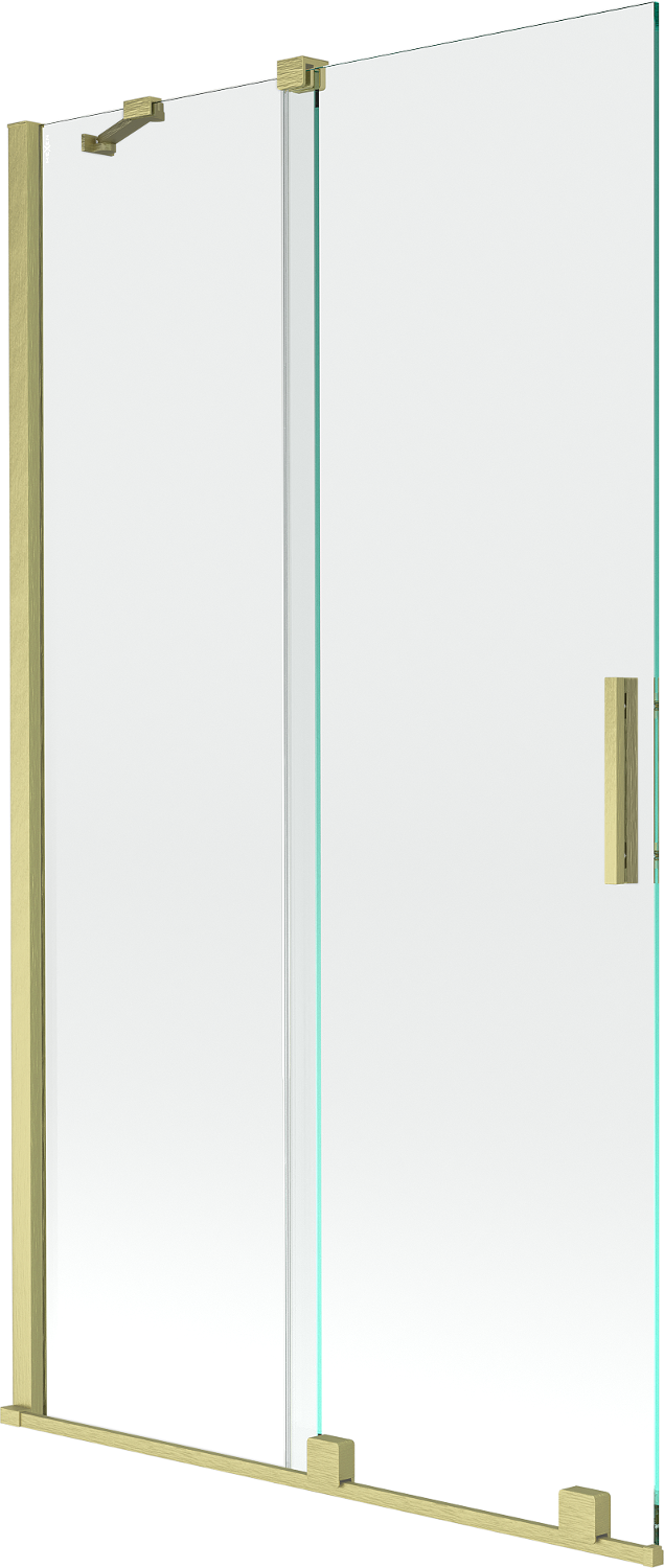 Mexen Velar parawan nawannowy 2-skrzydłowy przesuwny 100 x 150 cm, transparent, złoty szczotkowany - 896-100-000-01-55