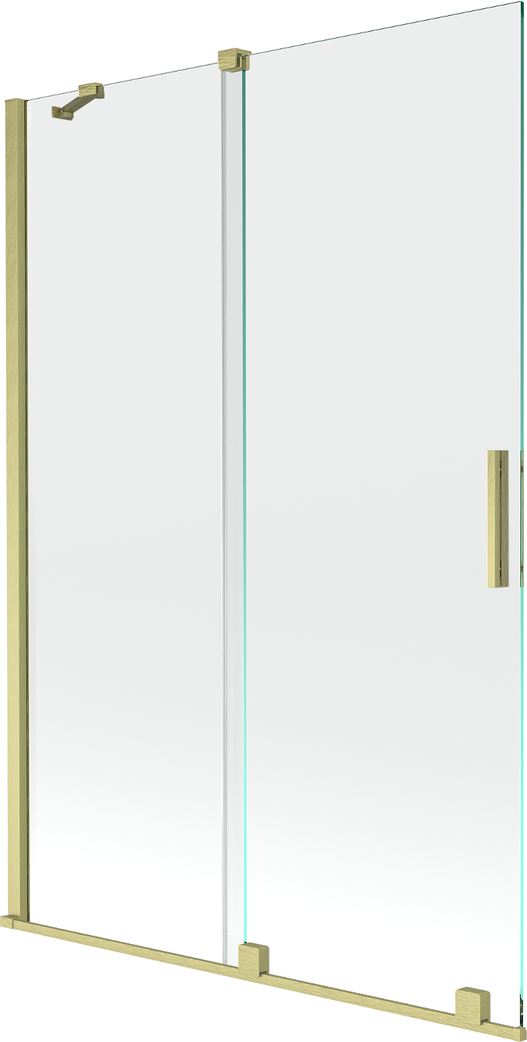 Mexen Velar parawan nawannowy 2-skrzydłowy przesuwny 120 x 150 cm, transparent, złoty szczotkowany - 896-120-000-01-55