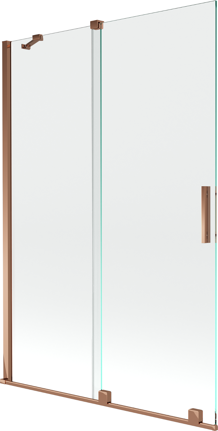 Mexen Velar parawan nawannowy 2-skrzydłowy przesuwny 120 x 150 cm, transparent, różowe złoto - 896-120-000-01-60