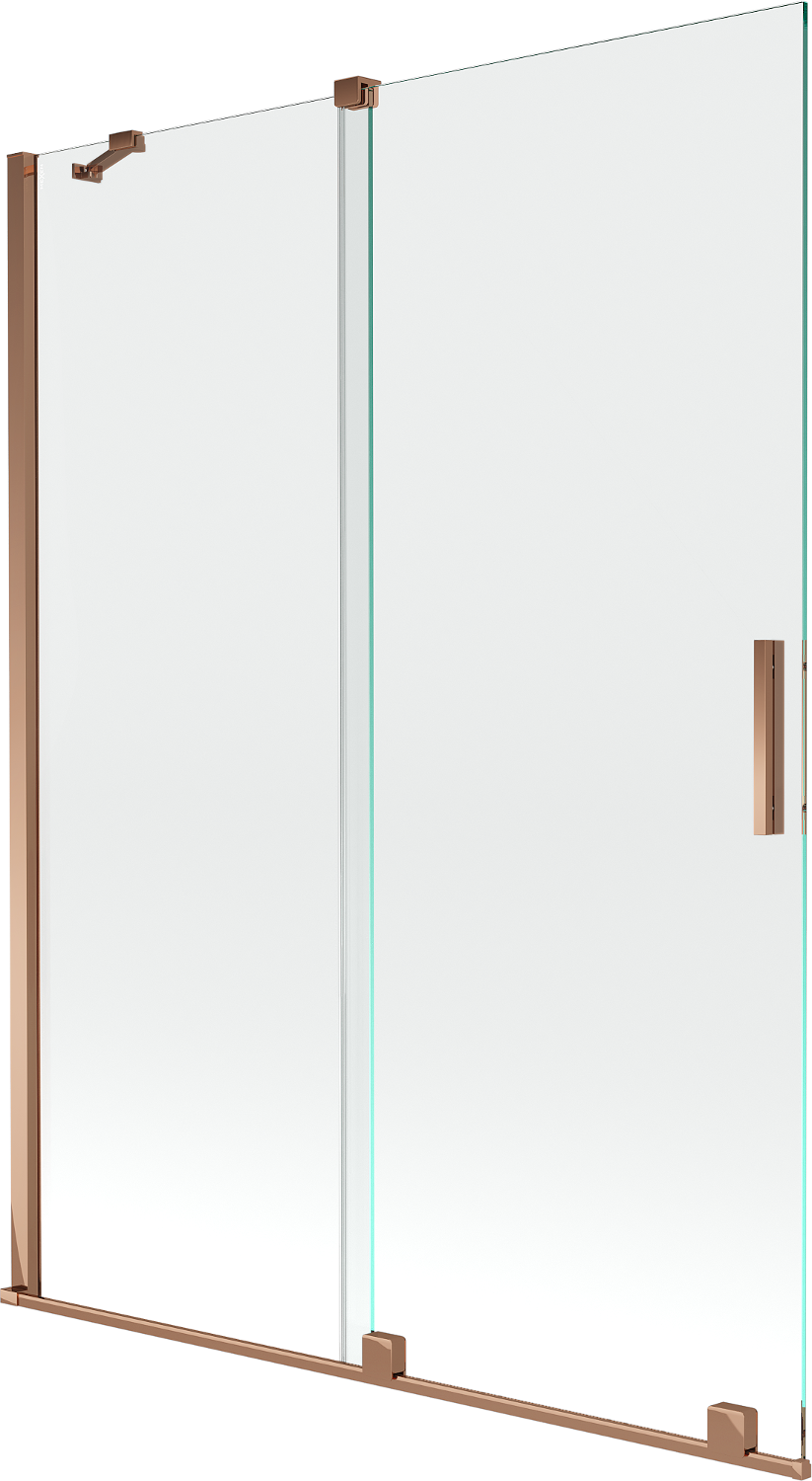 Mexen Velar parawan nawannowy 2-skrzydłowy przesuwny 130 x 150 cm, transparent, różowe złoto - 896-130-000-01-60