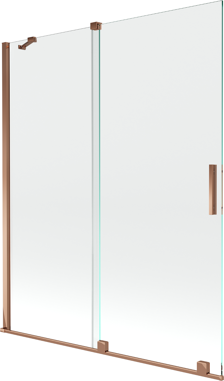 Mexen Velar parawan nawannowy 2-skrzydłowy przesuwny 140 x 150 cm, transparent, różowe złoto - 896-140-000-01-60
