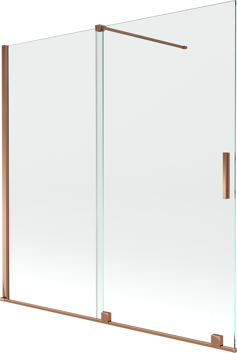Mexen Velar parawan nawannowy 2-skrzydłowy przesuwny 160 x 150 cm, transparent, różowe złoto - 896-160-000-01-60