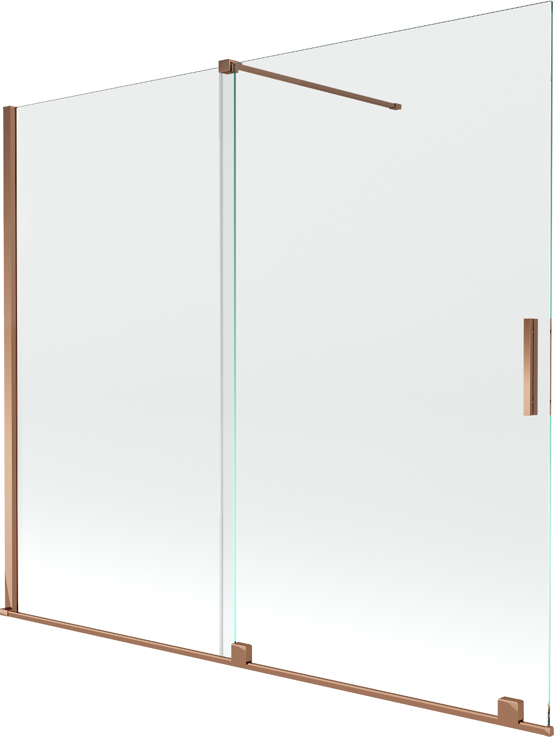 Mexen Velar parawan nawannowy 2-skrzydłowy przesuwny 180 x 150 cm, transparent, różowe złoto - 896-180-000-01-60