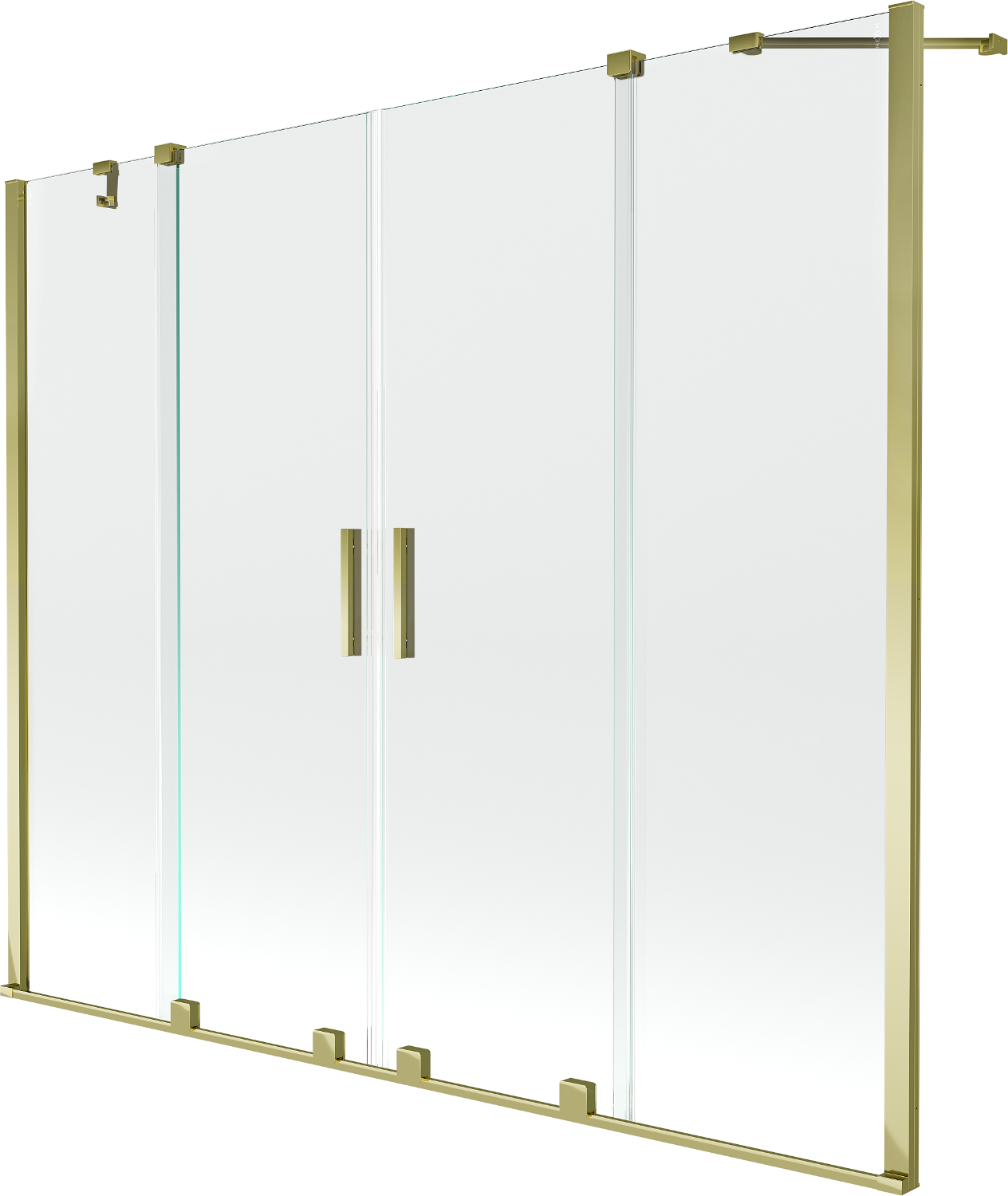 Mexen Velar Duo parawan nawannowy 2-skrzydłowy przesuwny 180 x 150 cm, transparent, złoty - 896-180-000-02-50