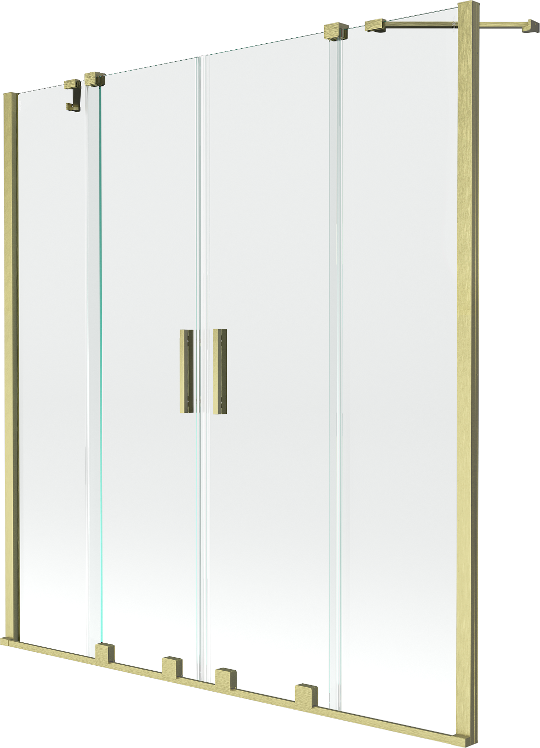 Mexen Velar Duo parawan nawannowy 2-skrzydłowy przesuwny 150 x 150 cm, transparent, złoty szczotkowany - 896-150-000-02-55