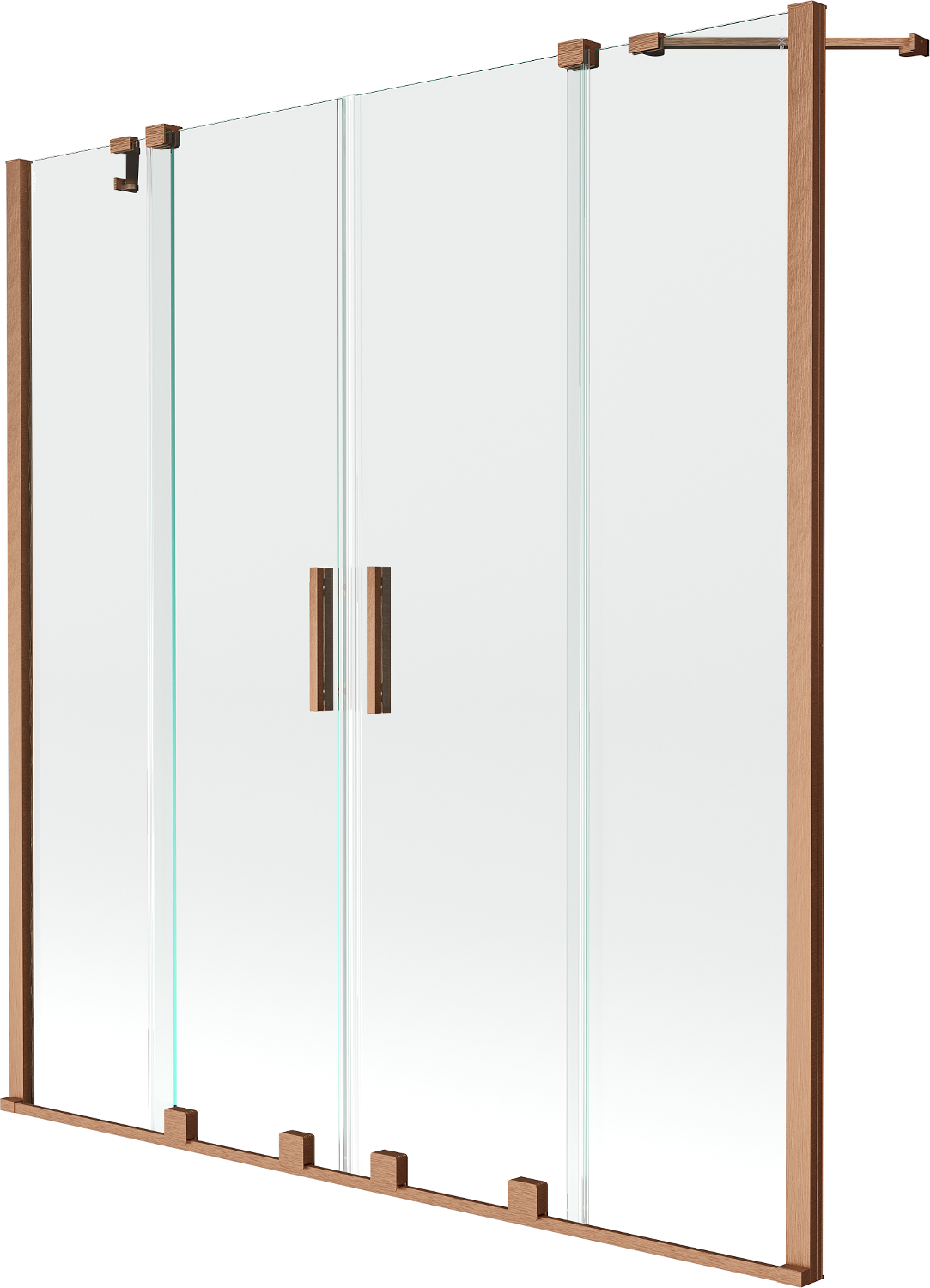 Mexen Velar Duo parawan nawannowy 2-skrzydłowy przesuwny 140 x 150 cm, transparent, miedź szczotkowana - 896-140-000-02-65