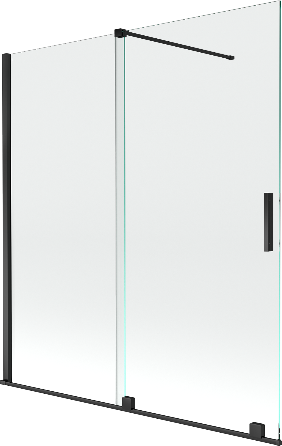 Mexen Velar parawan nawannowy 2-skrzydłowy przesuwny 150 x 150 cm, transparent, czarny - 896-150-000-01-70